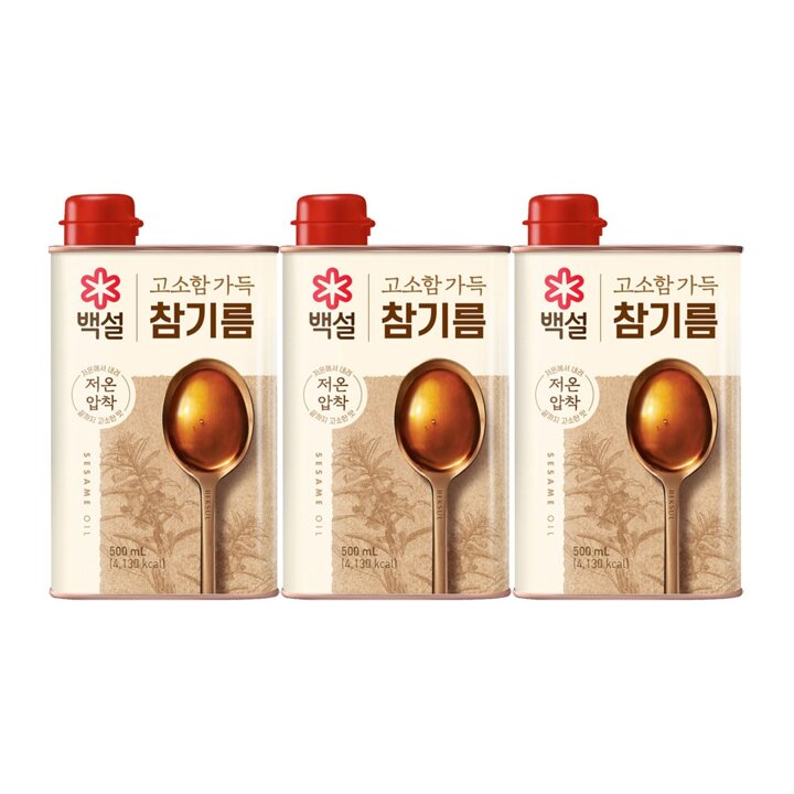 CJ 백설 고소함가득 참기름 500ml x3개
