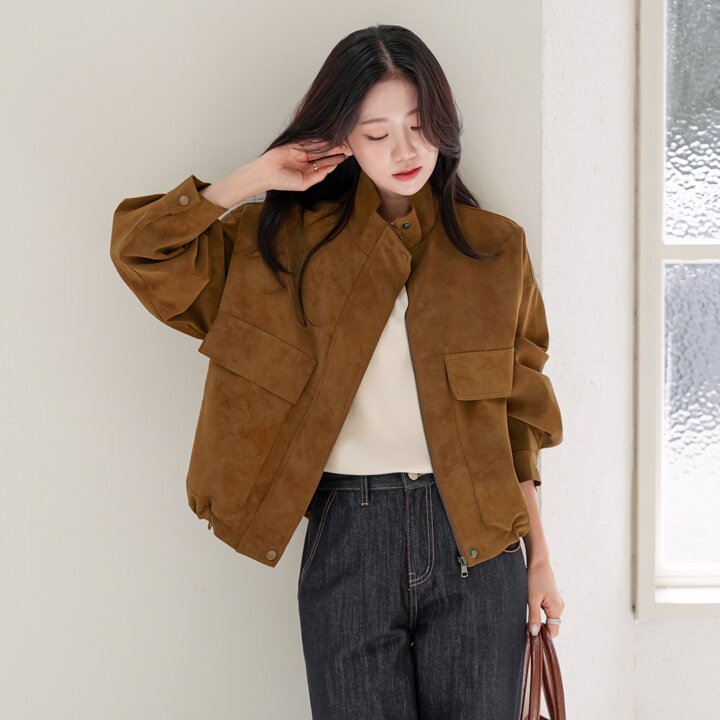 샤온 스웨이드 레더 집업 자켓