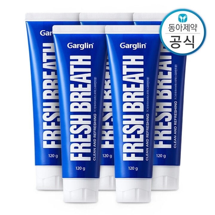가그린 후레쉬브레스치약 스피아민트 120g 5개 구취제거 구강유해균 감소