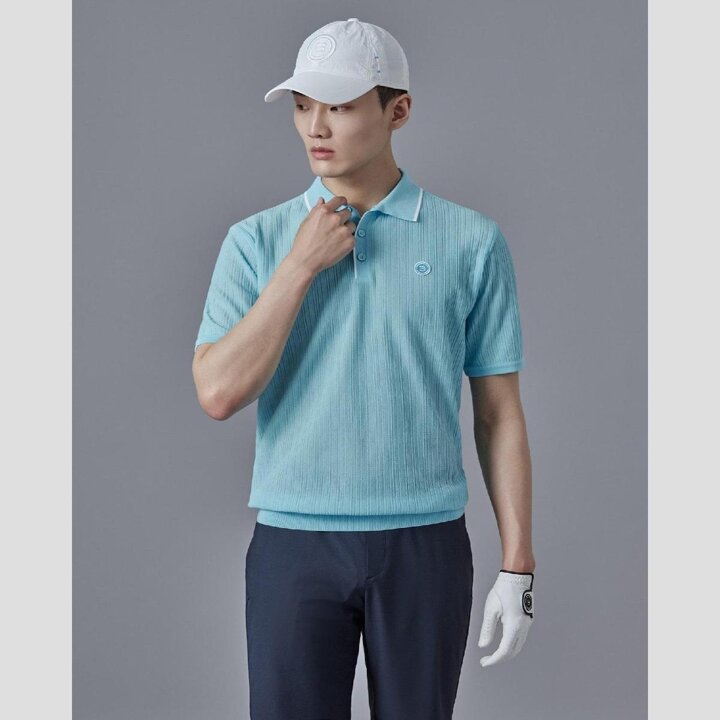 (신세계강남점)SS25 남성 조직감 니트 반팔 풀오버 - 블루 (BJ5351B06P)