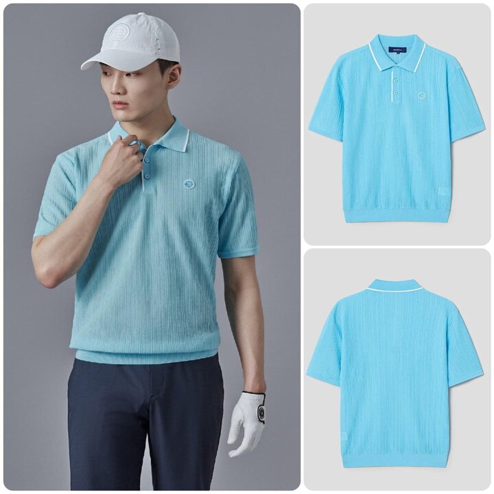 (신세계강남점)SS25 남성 조직감 니트 반팔 풀오버 - 블루 (BJ5351B06P)