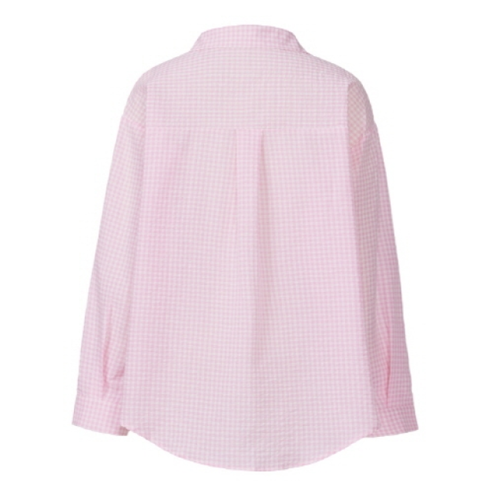 [인베스트] 엠보 카라 깅엄 체크 블라우스_IN6S1BL5031