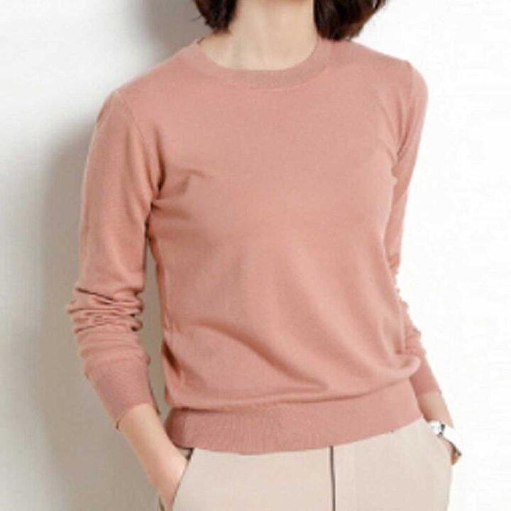 봄가을여자트렌디긴팔티셔츠라운드넥슬림이너니트티