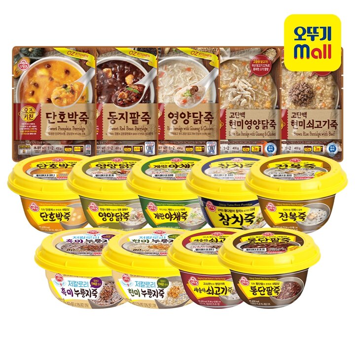 [오뚜기] 용기죽/파우치죽 14종 골라담기 (저칼로리/고단백/새송이쇠고기/통단팥)