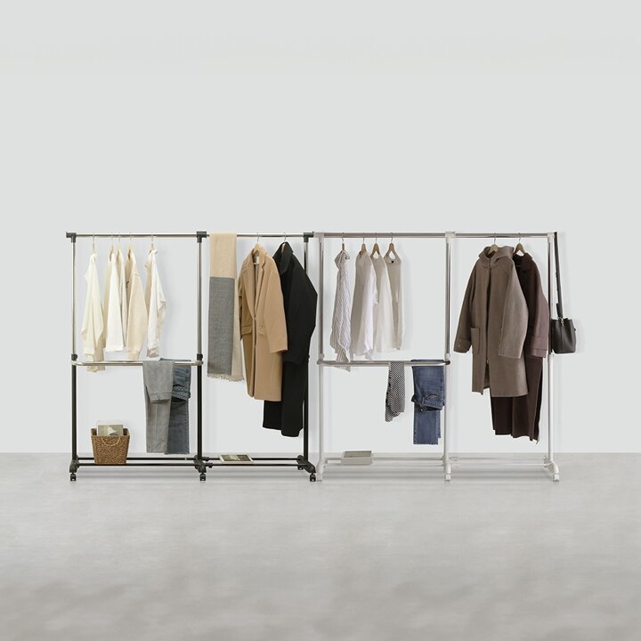 동서가구 무브 2단 더블 확장형 이동식 옷걸이 행거 DF927236