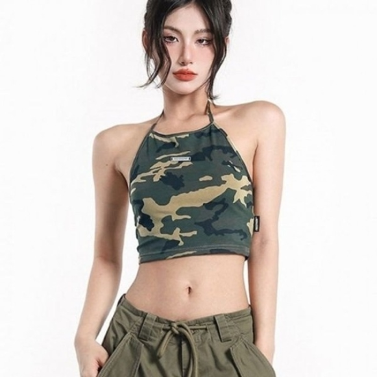 크롭탑 밀리터리홀터넥 크롭홀터넥 500272 홀터넥 나19597894667501