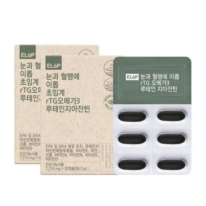 [이롭] 초임계 rTG 오메가3 루테인 지아잔틴 30캡슐X2박스 (2개월분)