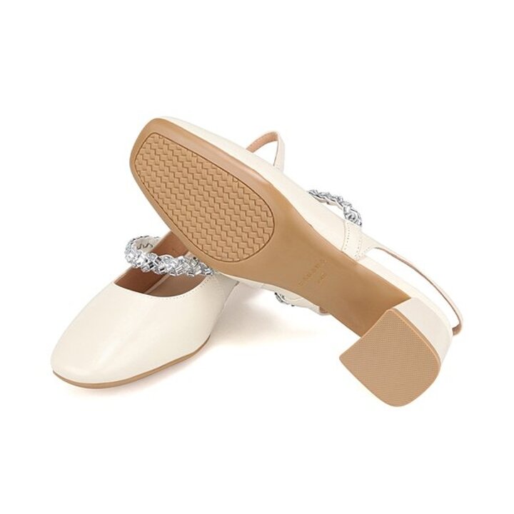 바바라 양가죽 베이직 보석 장식 밴딩 슬링백 4cm BQJ121