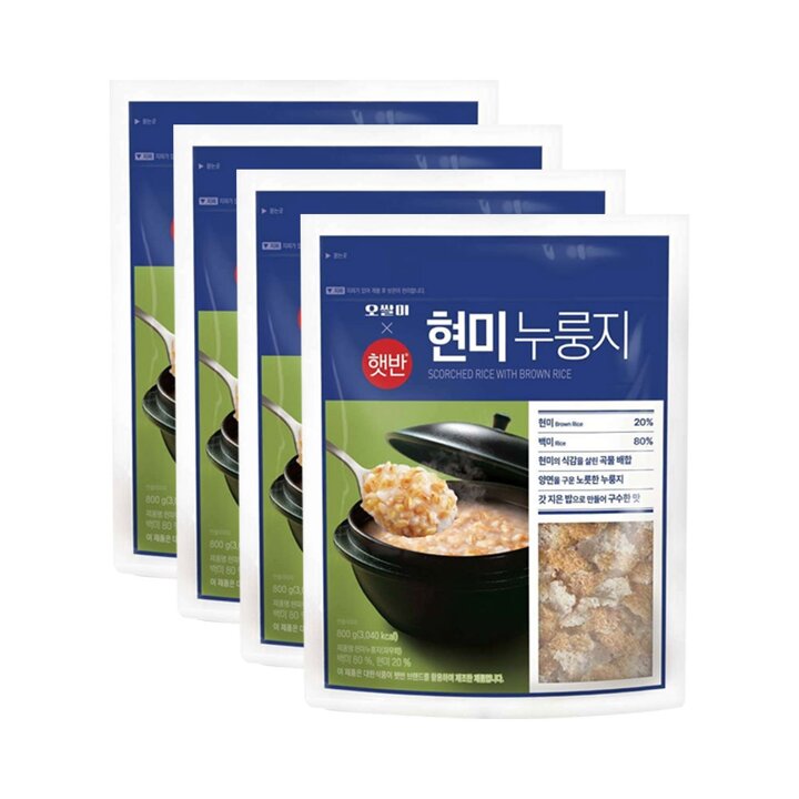 CJ 햇반 오쌀미X햇반 현미누룽지 800g x4개