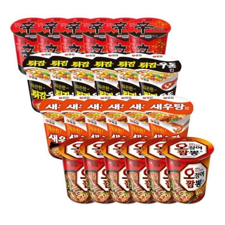 신라면+튀김우동+새우탕+오짬뽕6입총24개
