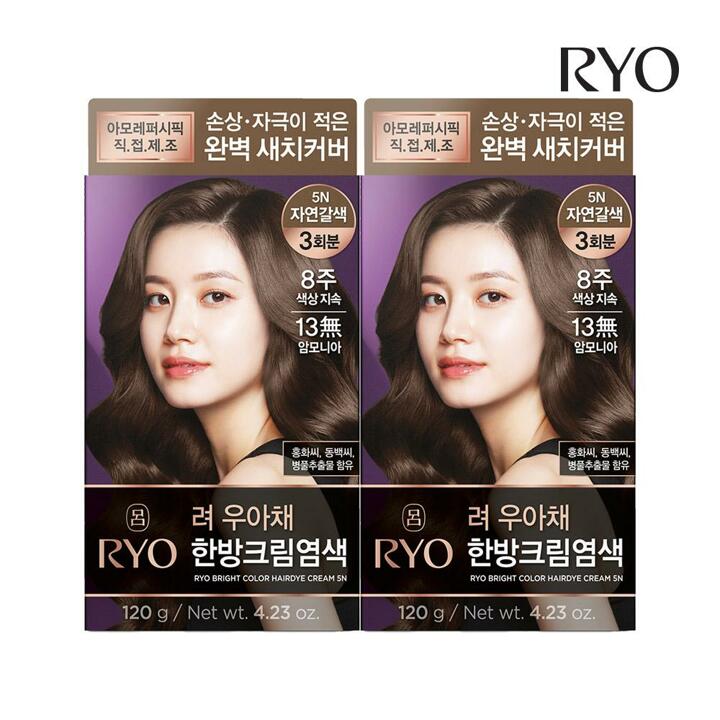 려 우아채 한방크림염색 자연갈색 5N 120g 2개