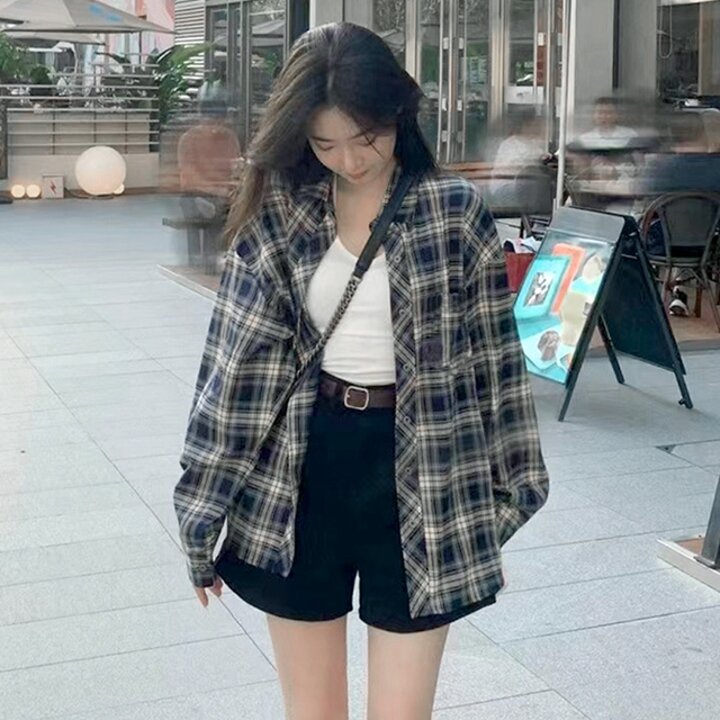 [리즈무드] 브루드 카라 체크 셔츠