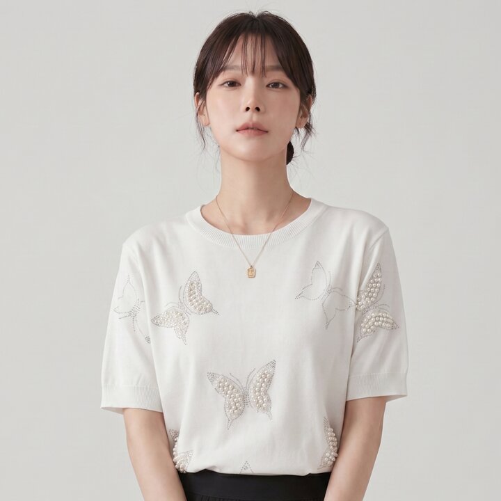 KARRA 진주나비반팔니트_A5S0679