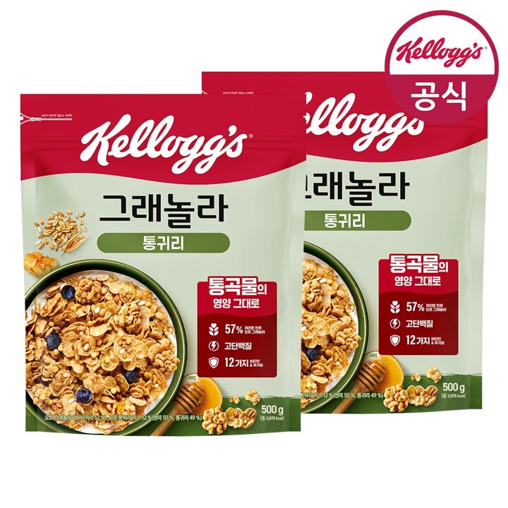 [켈로그] 시리얼 통귀리 그래놀라 500g x 2개