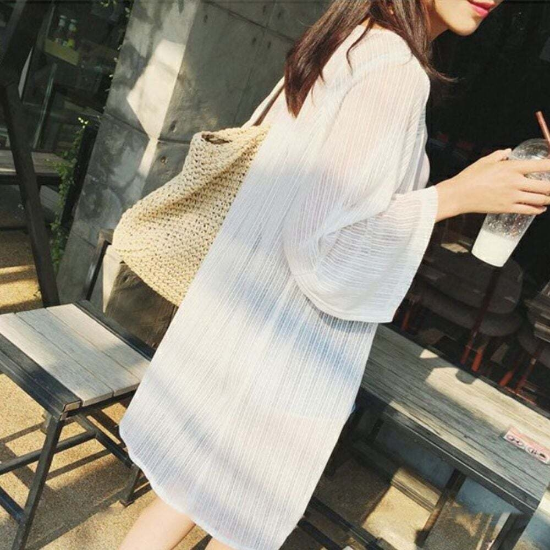 모노무드 쉬폰하프로브가디건 쉬폰하프로브가디건 해변 비치 바캉스 쉬폰가디건