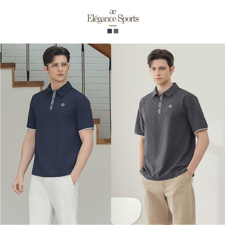 [Elégance Sports] 26SS 남성 썸머 메쉬 시어서커 카라 티셔츠 2종