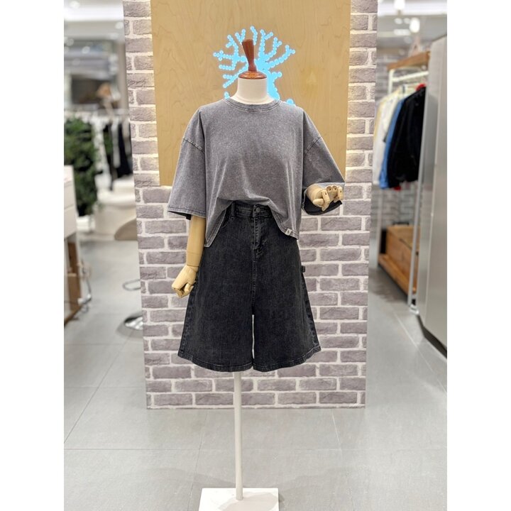 (신세계김해점)피그먼트 크롭 반팔티셔츠 (LG41F8ST030X)