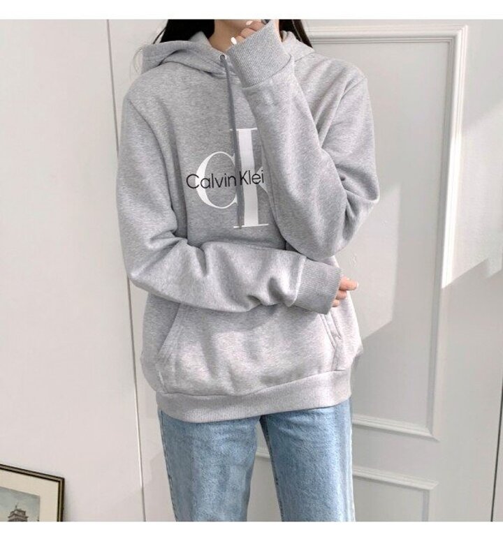 캘빈클라인 모노그램 CK 로고 기모 후드티셔츠