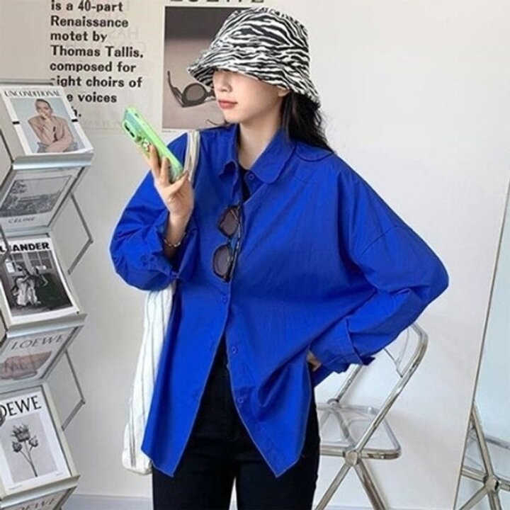 여성 봄가을 색감예쁜 블루블라우스 셔츠 루즈핏19646262667501
