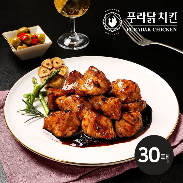 [푸라닭] 한입 쫄깃 닭가슴살 블랙알리오 100g 30팩