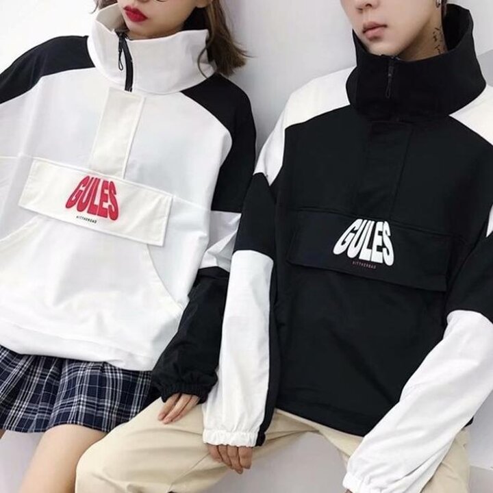 남녀공용아노락하프반집업기모후리스올드스쿨INSUM45