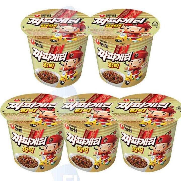 농심짜파게티범벅미니컵5개컵라면소컵짜장라면간식야식간편식