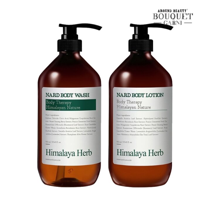 히말라야 허브나드 티트리로즈마리향 1000ml 바디워시 x1개 바디로션 x1개