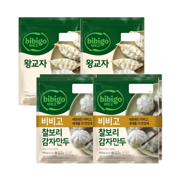 CJ제일제당 비비고 왕교자 1.05kg x2봉 + 찰보리감자만두 400g x4봉