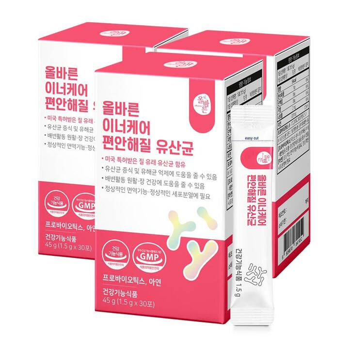 올바른 이너케어 편안해질 유산균 30포 3박스 총90포