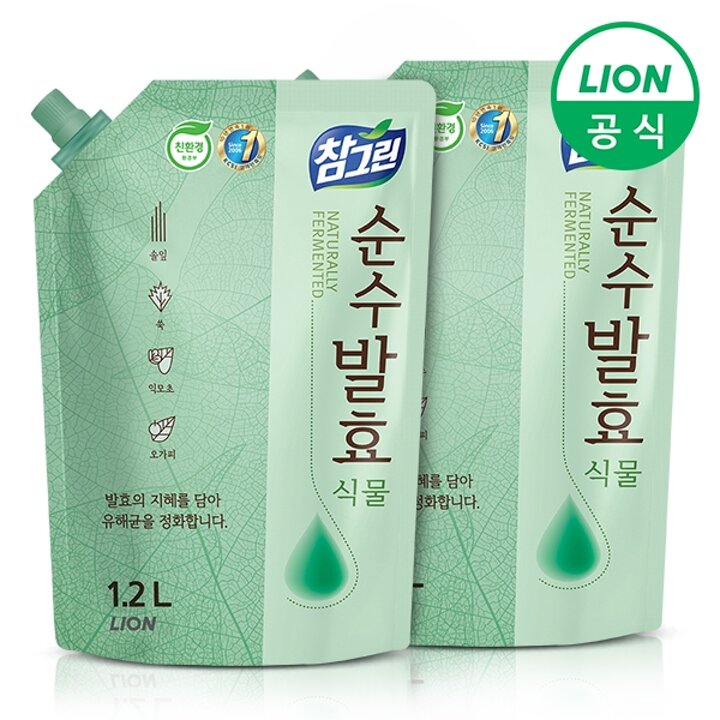 참그린 순수발효 식물 주방세제 1.2L 리필 x 2개