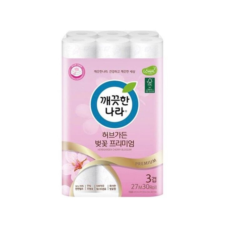 [깨끗한나라] 화장지 데코 3겹 벚꽃 (27Mx30롤)[34593418]