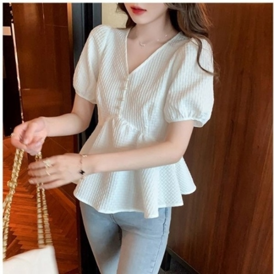 블라우스 브이넥 브이넥블라우스 입체패턴19660562667501