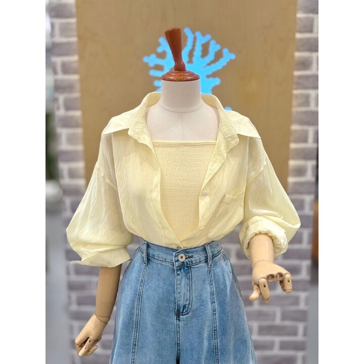 (신세계타임스퀘어점패션관)(SET) 컬러 이너탑 셋업 남방 (LC61F5NB523S)