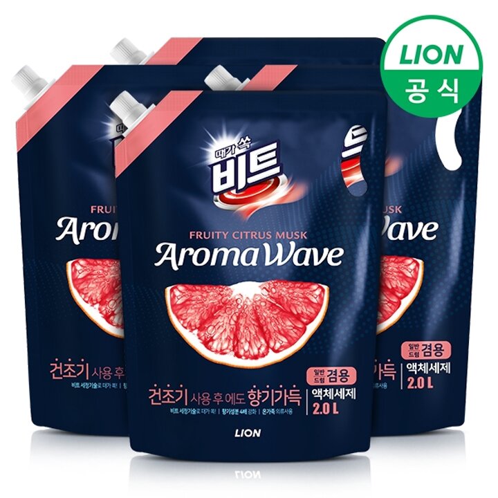 비트 아로마웨이브 액체세제(일반/드럼 겸용) 시트러스 2L리필 4개