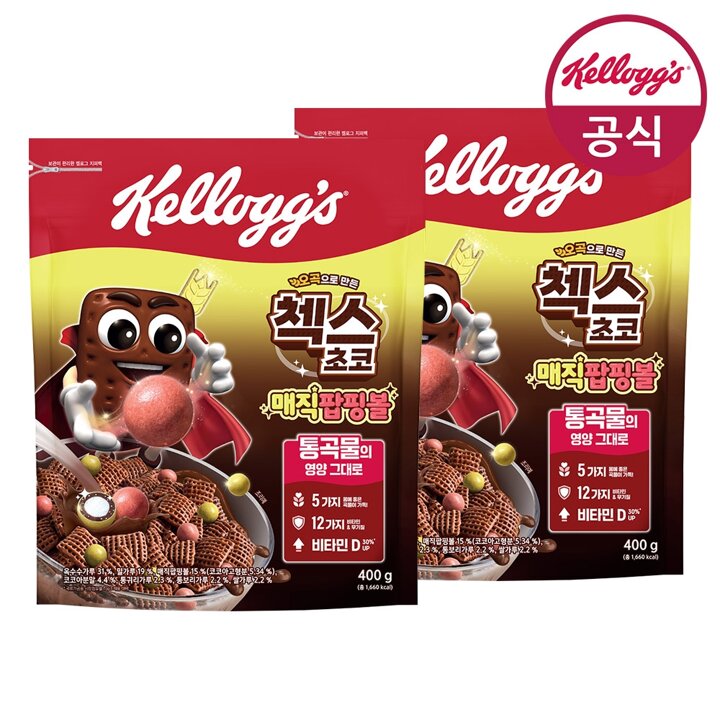 [켈로그] 시리얼 첵스초코 매직팝핑볼 400g x 2개