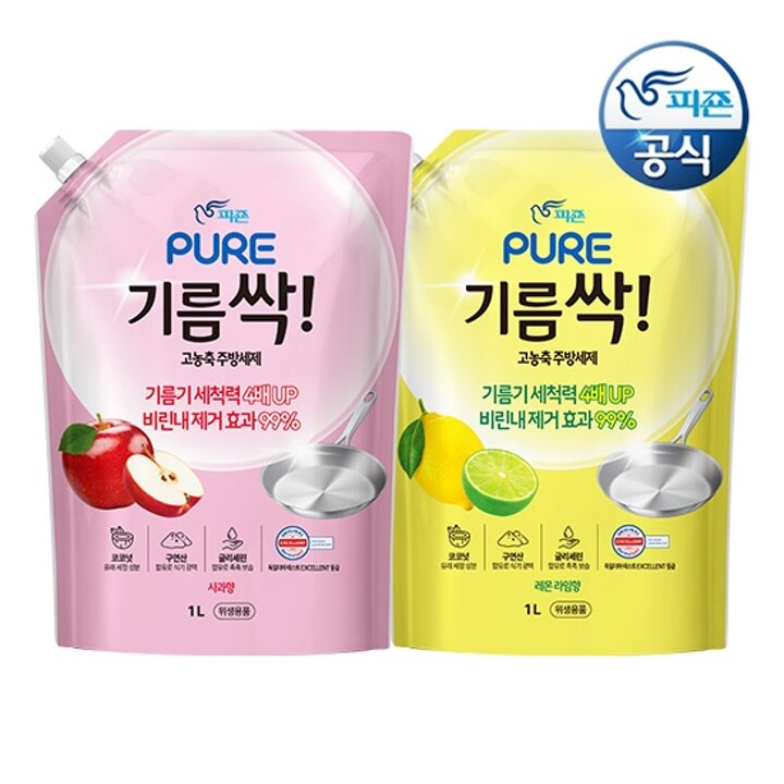 피죤 퓨어 기름싹 주방세제 1L 리필 x 1개
