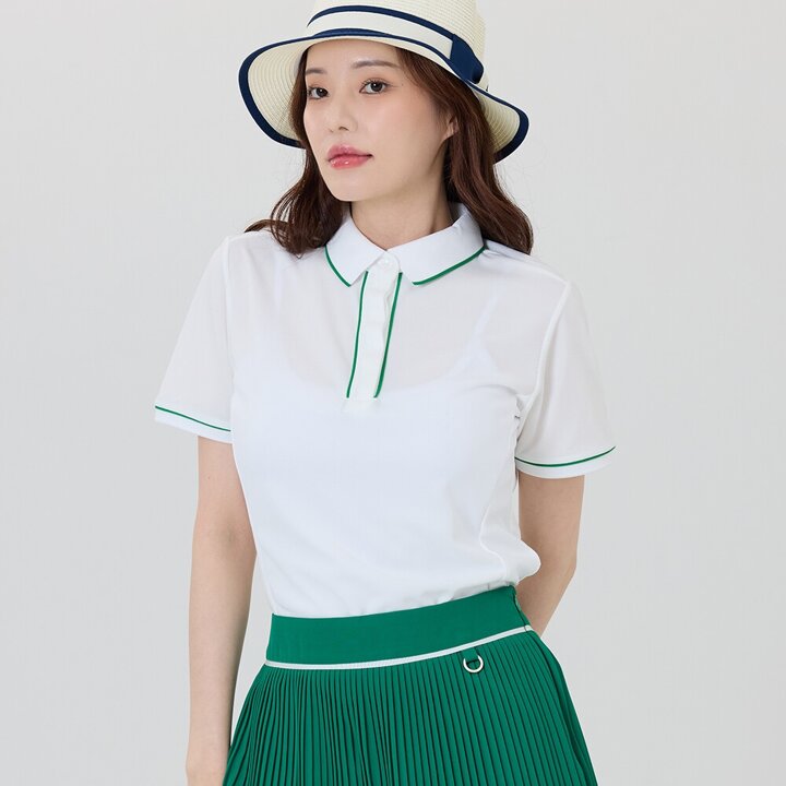 제이투제이 여성골프웨어 라인포인트 베이직 카라티셔츠