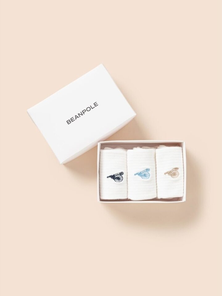 베이직 골지 화이트 양말 3족 SET  화이트 (BI61KTU011)