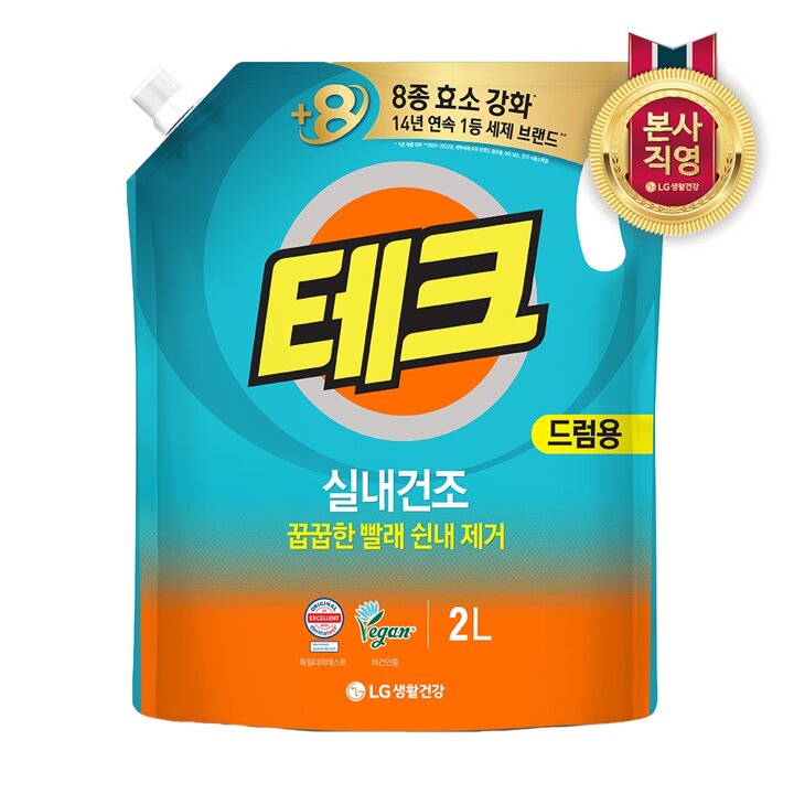 테크 실내건조 액체세제 드럼용 리필 2L