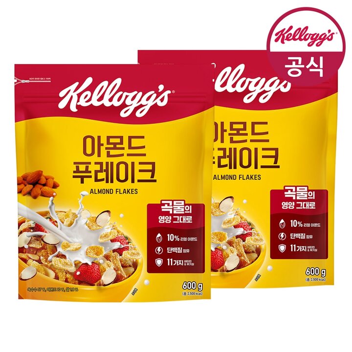 [켈로그] 시리얼 아몬드 푸레이크 600g x 2개