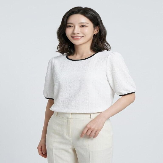 [꼼빠니아]라인 배색 티셔츠-CU25KS2402533A
