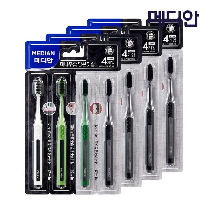 메디안 대나무숯담은 칫솔 미세모 4입 4개