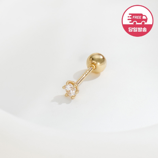 (주)비앤비골드 [비앤비골드] 당일발송 14K 심플 육발 큐빅 피어싱 2mm 한쪽 JAE40480