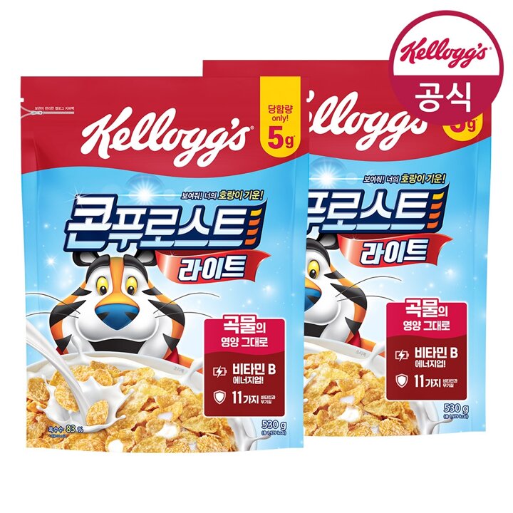 [켈로그] 시리얼 콘푸로스트 라이트슈거 530g x 2개