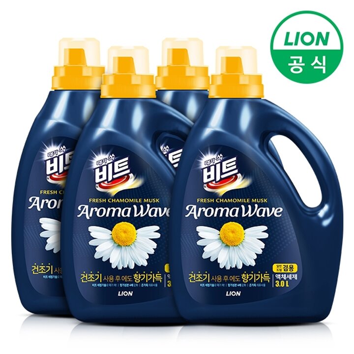 비트 아로마웨이브 액체세제(일반/드럼 겸용) 카모마일 3L용기 4개
