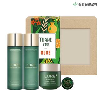 [김정문알로에] 큐어 수딩 토너+에멀젼+익스트림 크림 선물세트(쇼핑백증정)