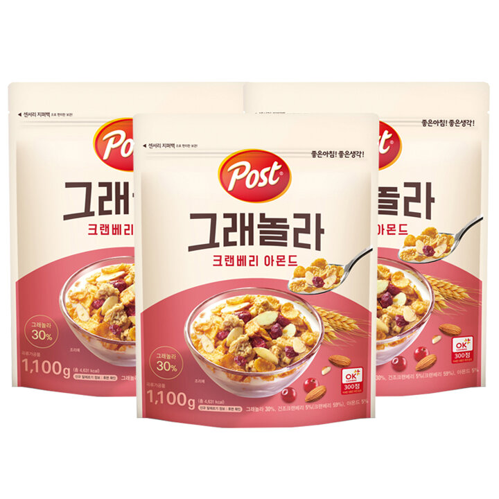 동서 포스트 그래놀라 크랜베리아몬드 1.1kg x 3개