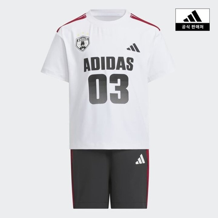 (신세계 사우스시티)[adidas kids] (A100 A140) 숏 슬리브 티 및 우븐 쇼츠 세트(KH0255)