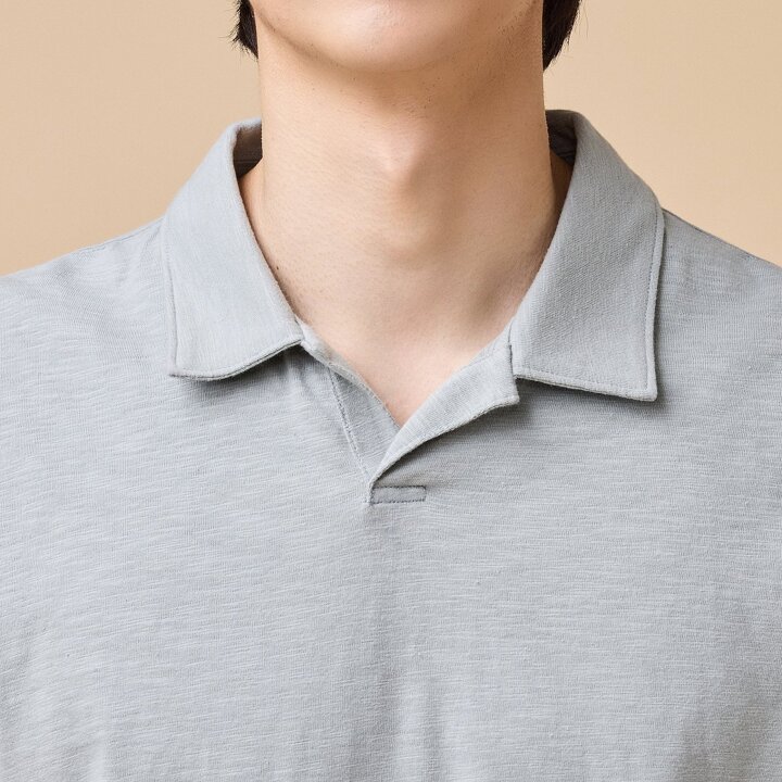 [JAJU/자주] 남 코튼 슬럽 카라형 티셔츠_카키
