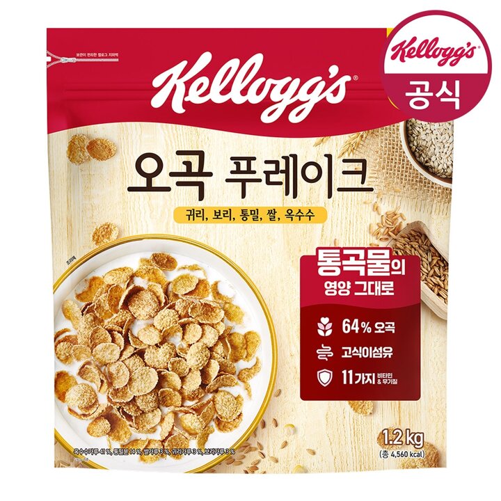 [켈로그] 시리얼 오곡 푸레이크 1,200g x 1개